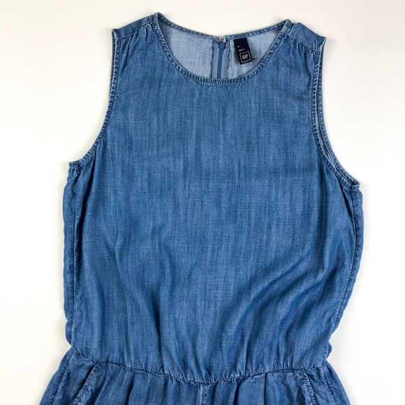 GAP Tencel Tank Indigo Sleeveless Chambray Romper - Picture 3 of 7